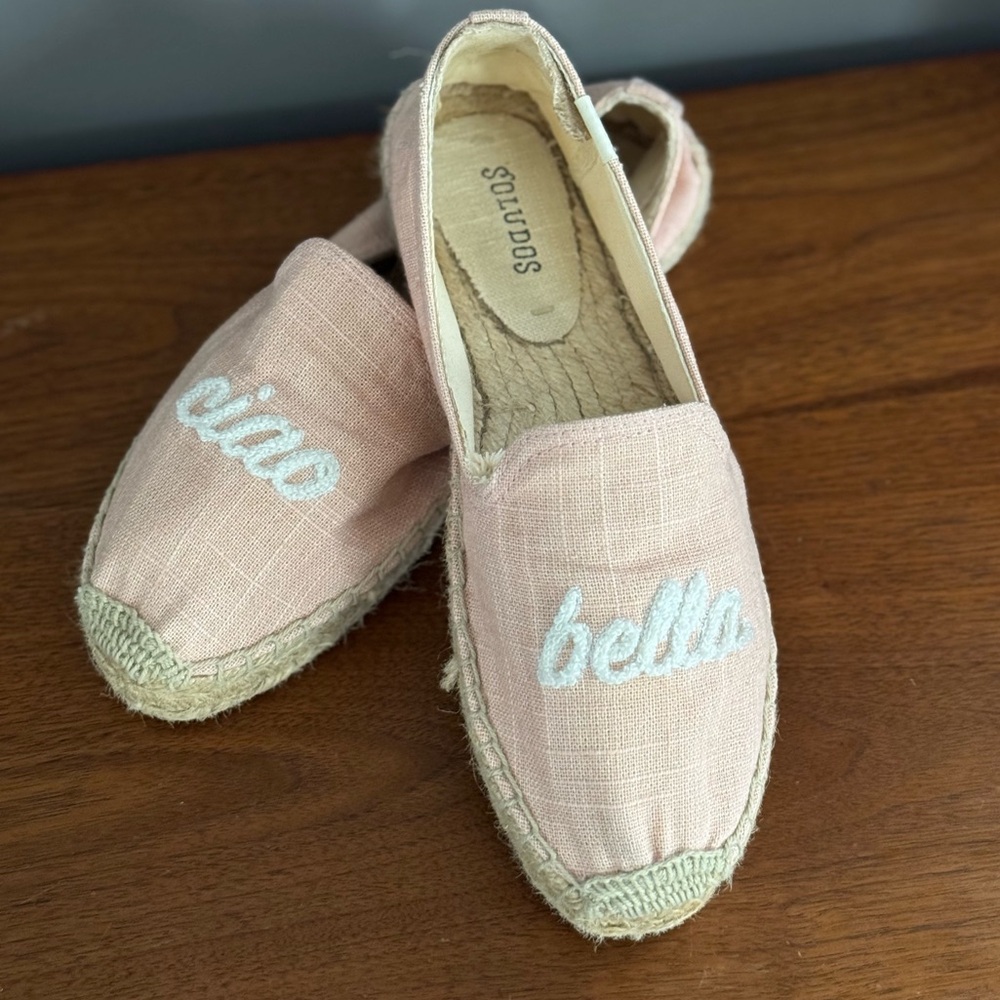 Soludos Blush “ciao bella” Embroidered Espadrilles
